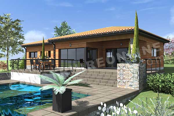 modele de maison moderne AUTAN perspective piscine terrasse