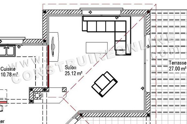 détail plan de maison à étage modèle GEORGES FIVE