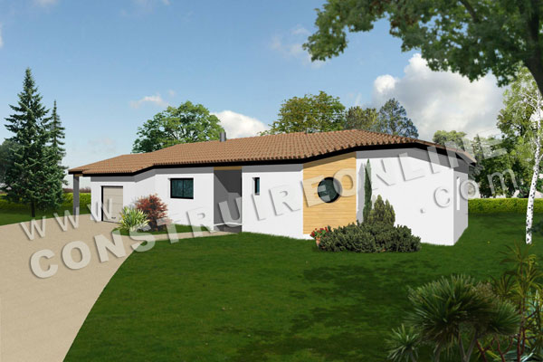 plan de maison moderne modele SUNRISE vue 3d